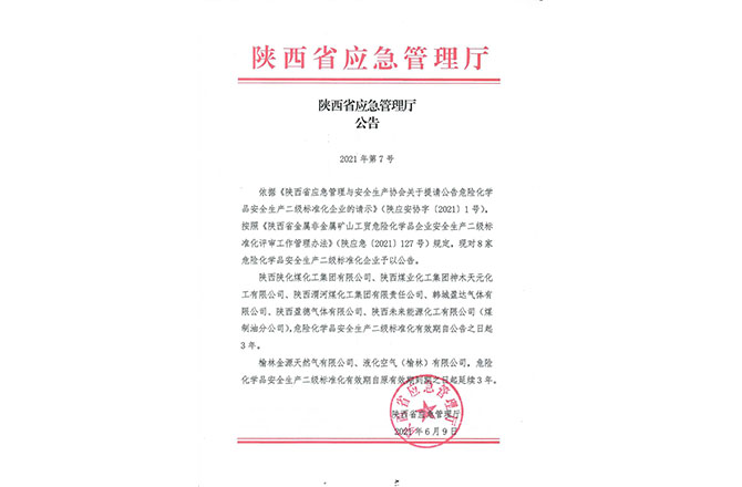 陜西省應急管理廳公告